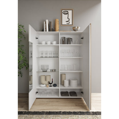 Seville 2 Door White Gloss and Cadiz Oak Display Cabinet - FurniComp