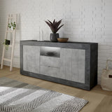 Siena 2 Door 2 Drawer Anthracite and Concrete Grey Sideboard - FurniComp