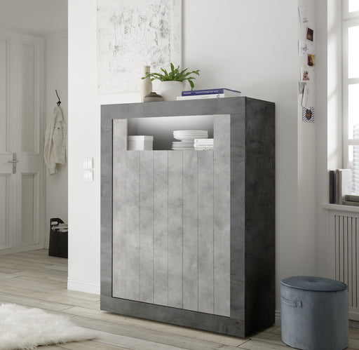 Siena 2 Door Anthracite and Concrete Grey Tall Sideboard/Highboard - FurniComp