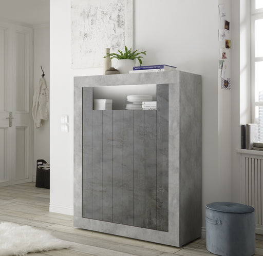 Siena 2 Door Concrete Grey and Anthracite Tall Sideboard/Highboard - FurniComp