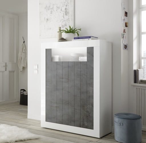 Siena 2 Door White Gloss and Anthracite Tall Sideboard/Highboard - FurniComp