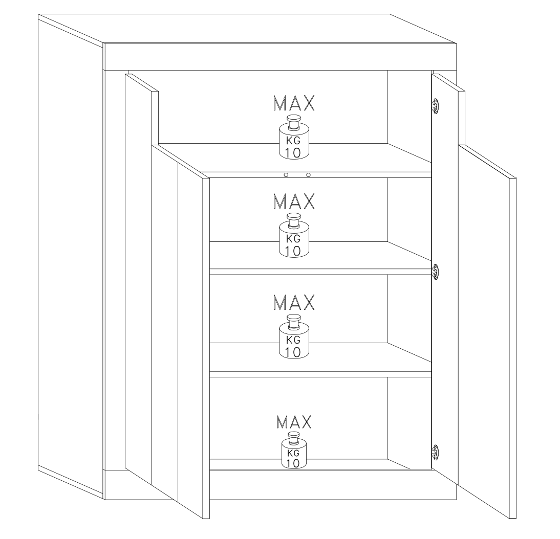 Siena 2 Door White Gloss and Anthracite Tall Sideboard/Highboard - FurniComp