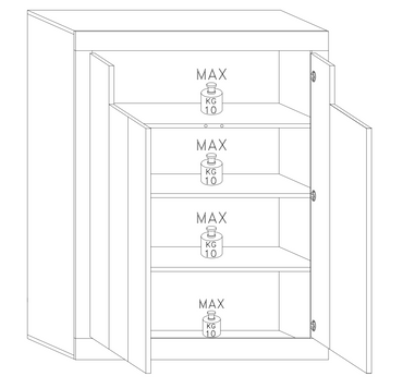 Siena 2 Door White Gloss and Anthracite Tall Sideboard/Highboard - FurniComp