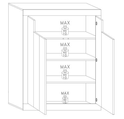 Siena 2 Door White Gloss and Anthracite Tall Sideboard/Highboard - FurniComp