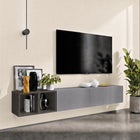 Combo 194cm Floating Wall Hung TV Entertainment Unit – Slate Grey & Black Lava - FurniComp
