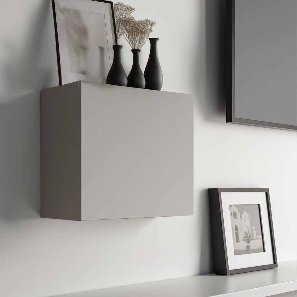 Combo 55cm Floating Wall Cube With Door - Slate Grey COM-81-04 - FurniComp