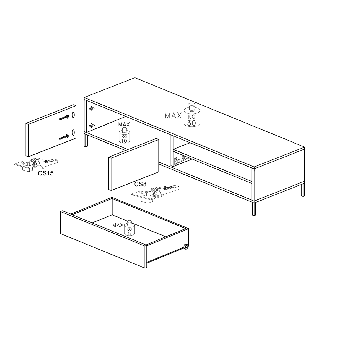 Venice 2 Door 1 Drawer Grey and Mercure Oak Large TV Stand - FurniComp