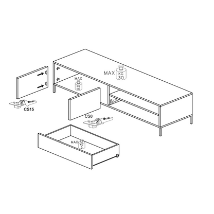 Venice 2 Door 1 Drawer Grey and Mercure Oak Large TV Stand - FurniComp