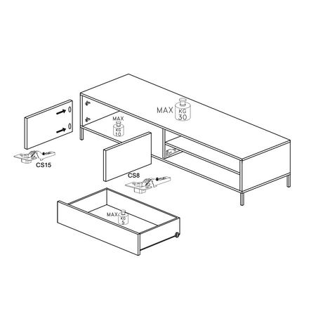 Venice 2 Door 1 Drawer Grey and Mercure Oak Small TV Stand - FurniComp