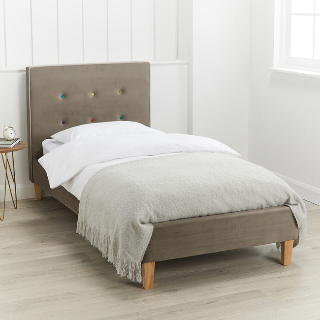 Swiss Grey Fabric Bed Frame - FurniComp