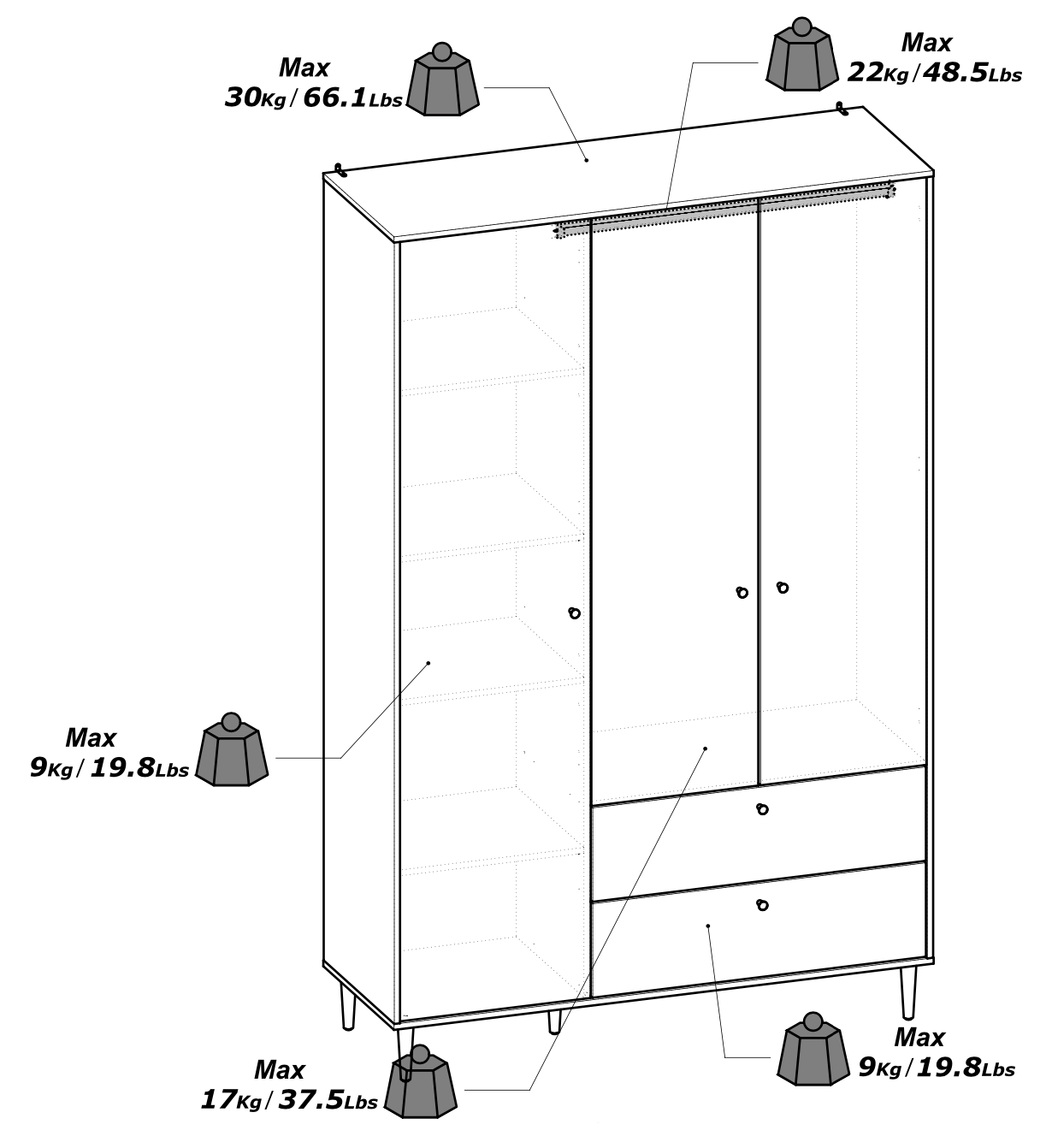 Theo 3 Door 2 Drawer Oak Rattan style Wardrobe - FurniComp