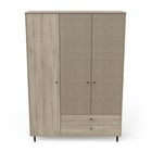Theo 3 Door 2 Drawer Oak Rattan style Wardrobe - FurniComp