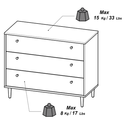 Theo 3 Drawer Oak Rattan style Chest of Drawers - FurniComp