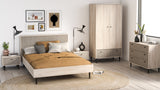 Theo 4 Door 2 Drawer Oak Rattan Style Wardrobe - FurniComp