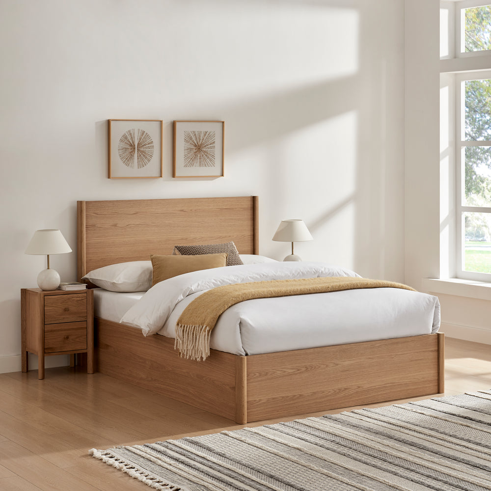 Theo Wooden Oak Storage Bed Frame - FurniComp