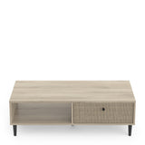 Theo 1 Drawer Oak Rattan style Coffee Table - FurniComp