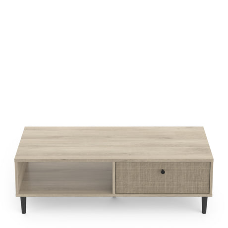 Theo 1 Drawer Oak Rattan style Coffee Table - FurniComp