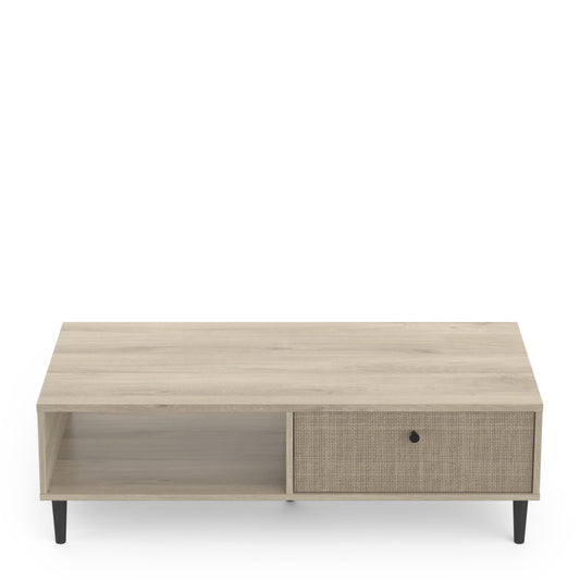 Theo 1 Drawer Oak Rattan style Coffee Table - FurniComp