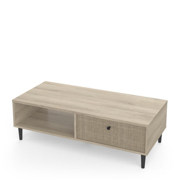 Theo 1 Drawer Oak Rattan style Coffee Table - FurniComp