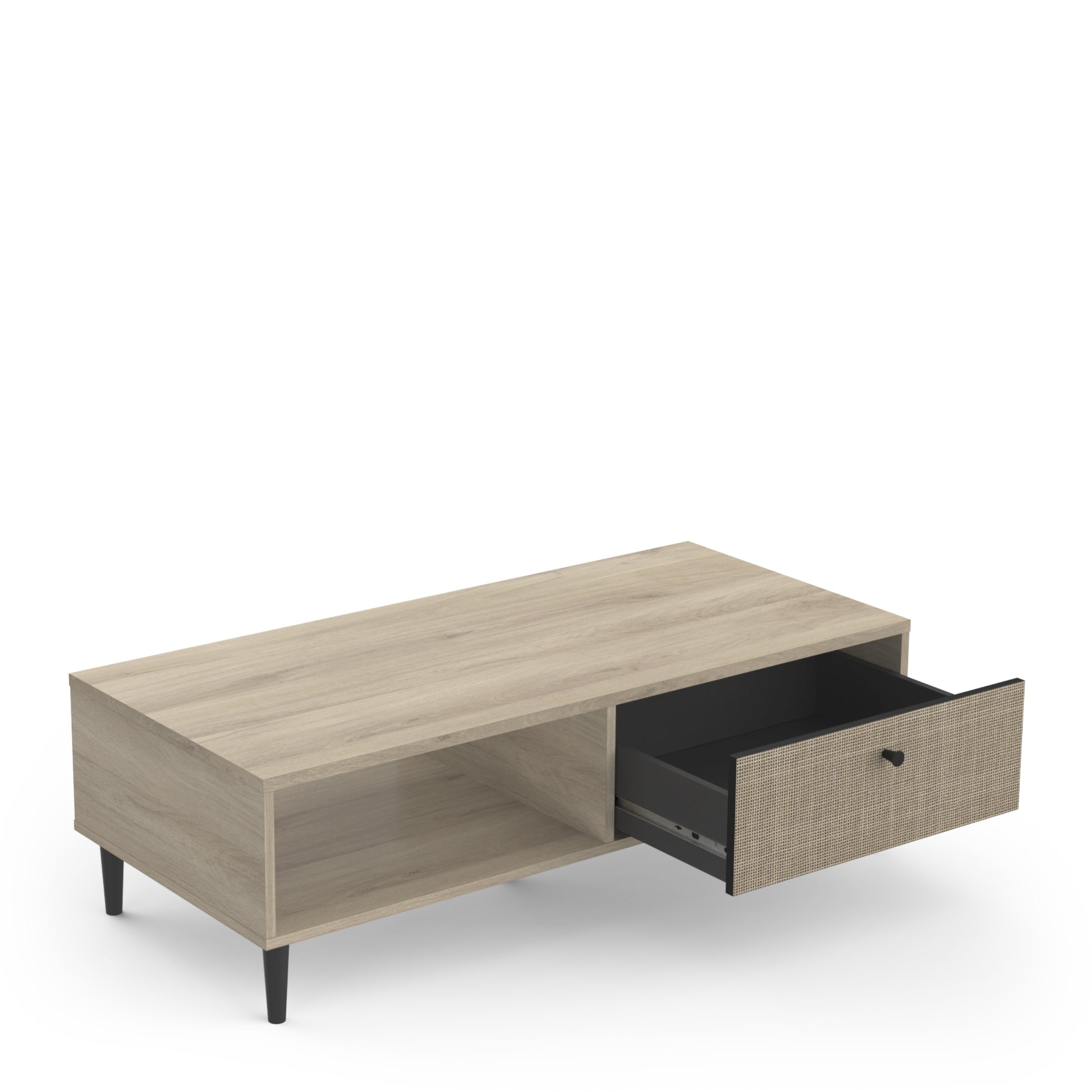 Theo 1 Drawer Oak Rattan style Coffee Table - FurniComp