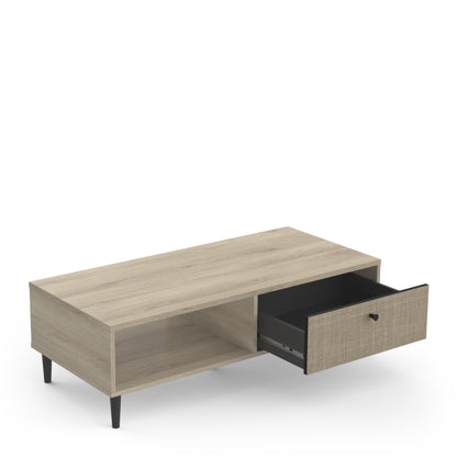 Theo 1 Drawer Oak Rattan style Coffee Table - FurniComp