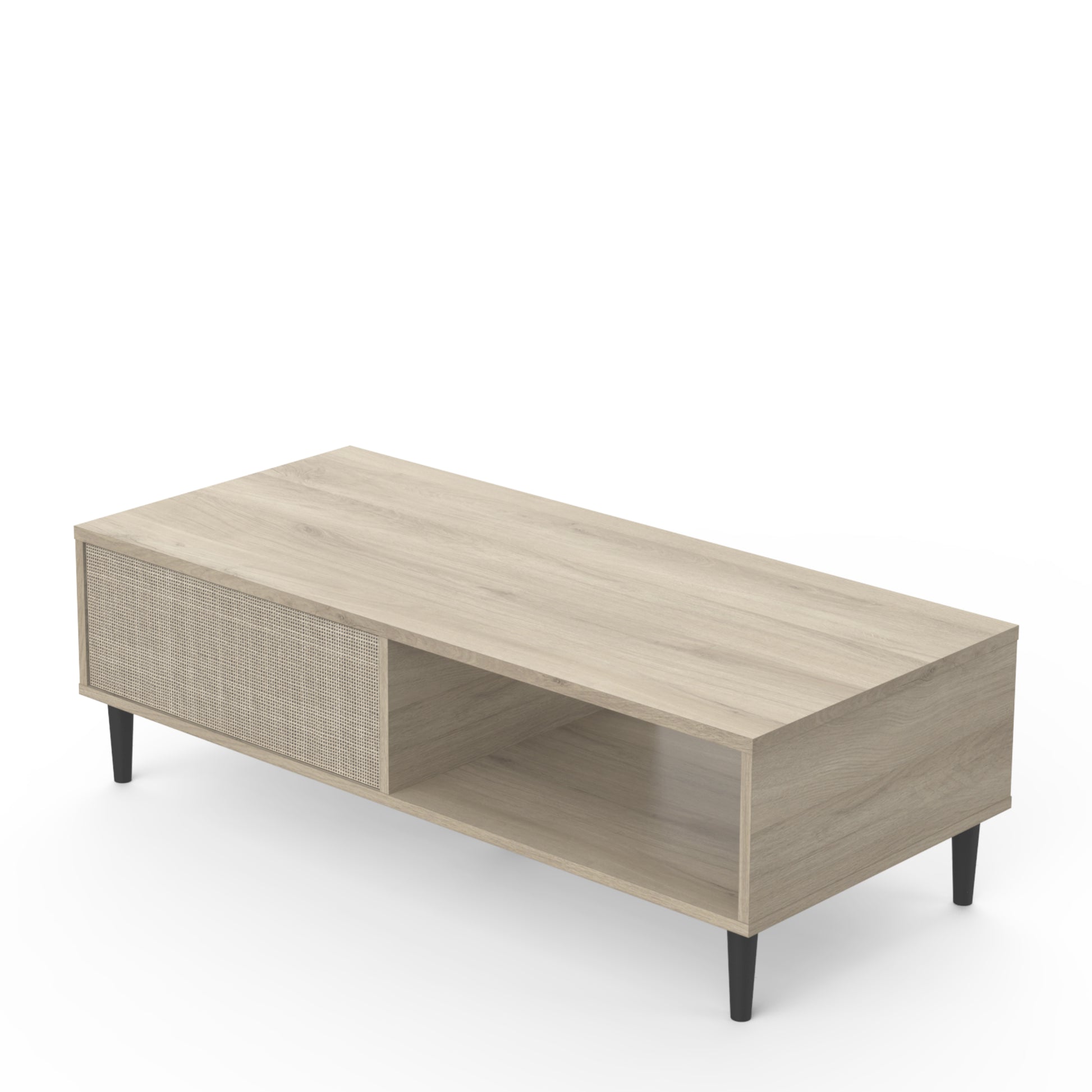Theo 1 Drawer Oak Rattan style Coffee Table - FurniComp