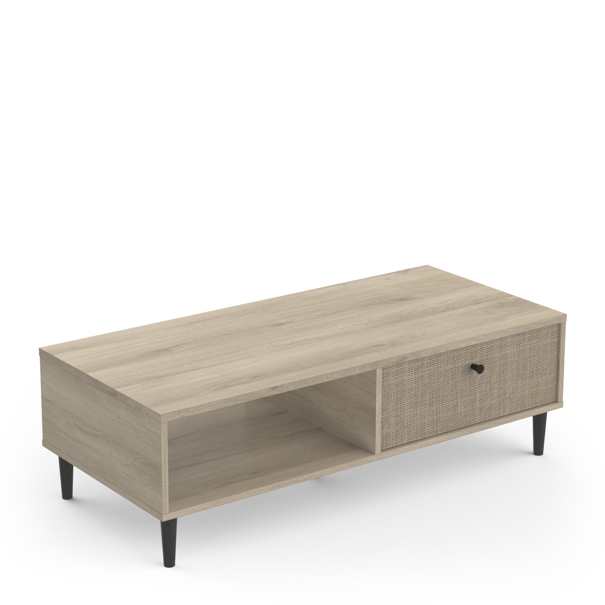 Theo 1 Drawer Oak Rattan style Coffee Table - FurniComp