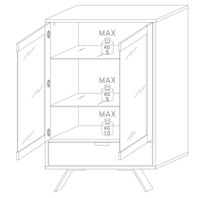 Tropez 2 Door 1 Drawer Sherwood Oak Glass Display Cabinet - FurniComp