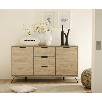 Tropez 2 Door 3 Drawer Sherwood Oak Sideboard - FurniComp