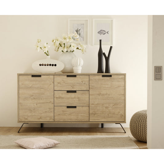 Tropez 2 Door 3 Drawer Sherwood Oak Sideboard - FurniComp