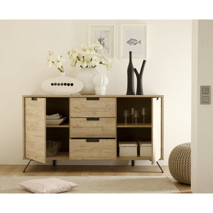 Tropez 2 Door 3 Drawer Sherwood Oak Sideboard - FurniComp