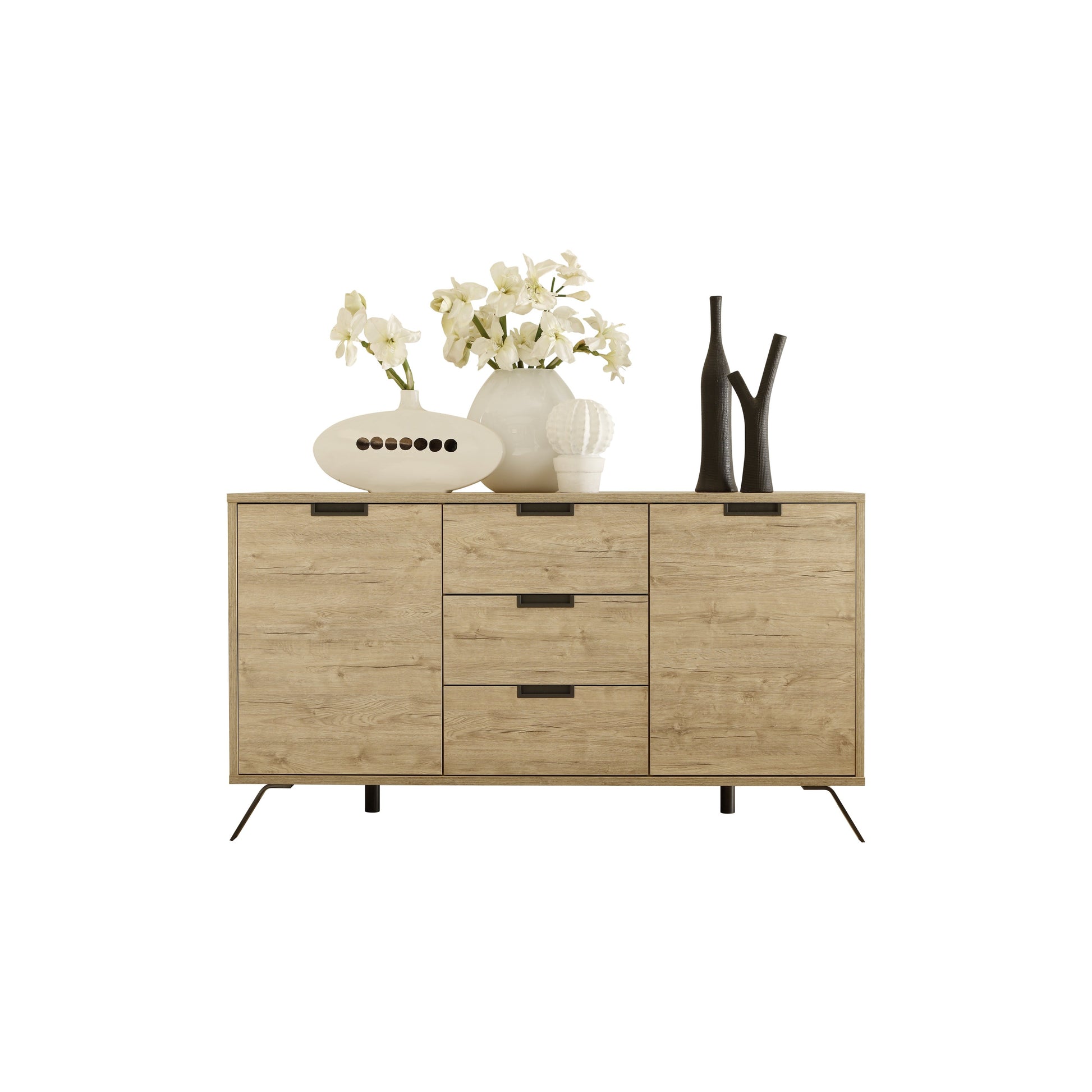 Tropez 2 Door 3 Drawer Sherwood Oak Sideboard - FurniComp