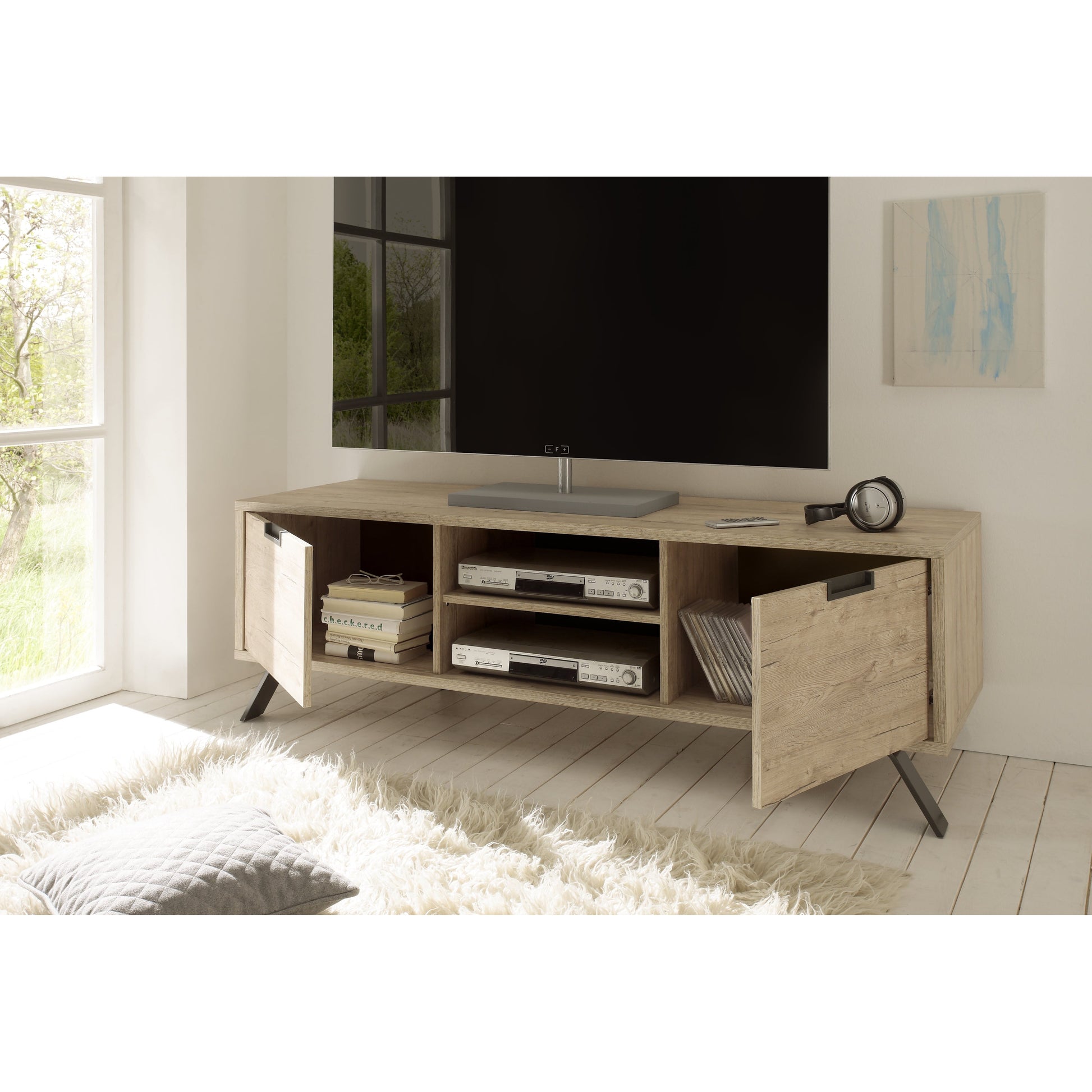 Tropez 2 Door Sherwood Oak TV Stand - FurniComp