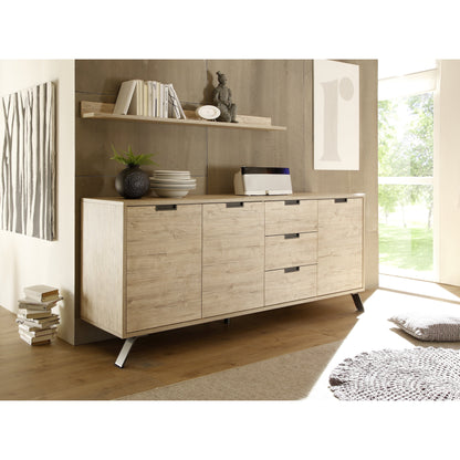 Tropez 3 Door 3 Drawer Sherwood Oak Sideboard - FurniComp