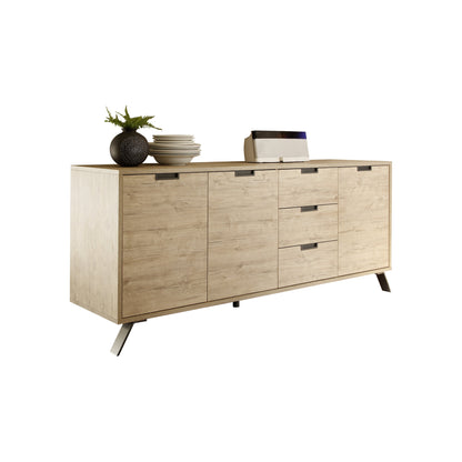 Tropez 3 Door 3 Drawer Sherwood Oak Sideboard - FurniComp