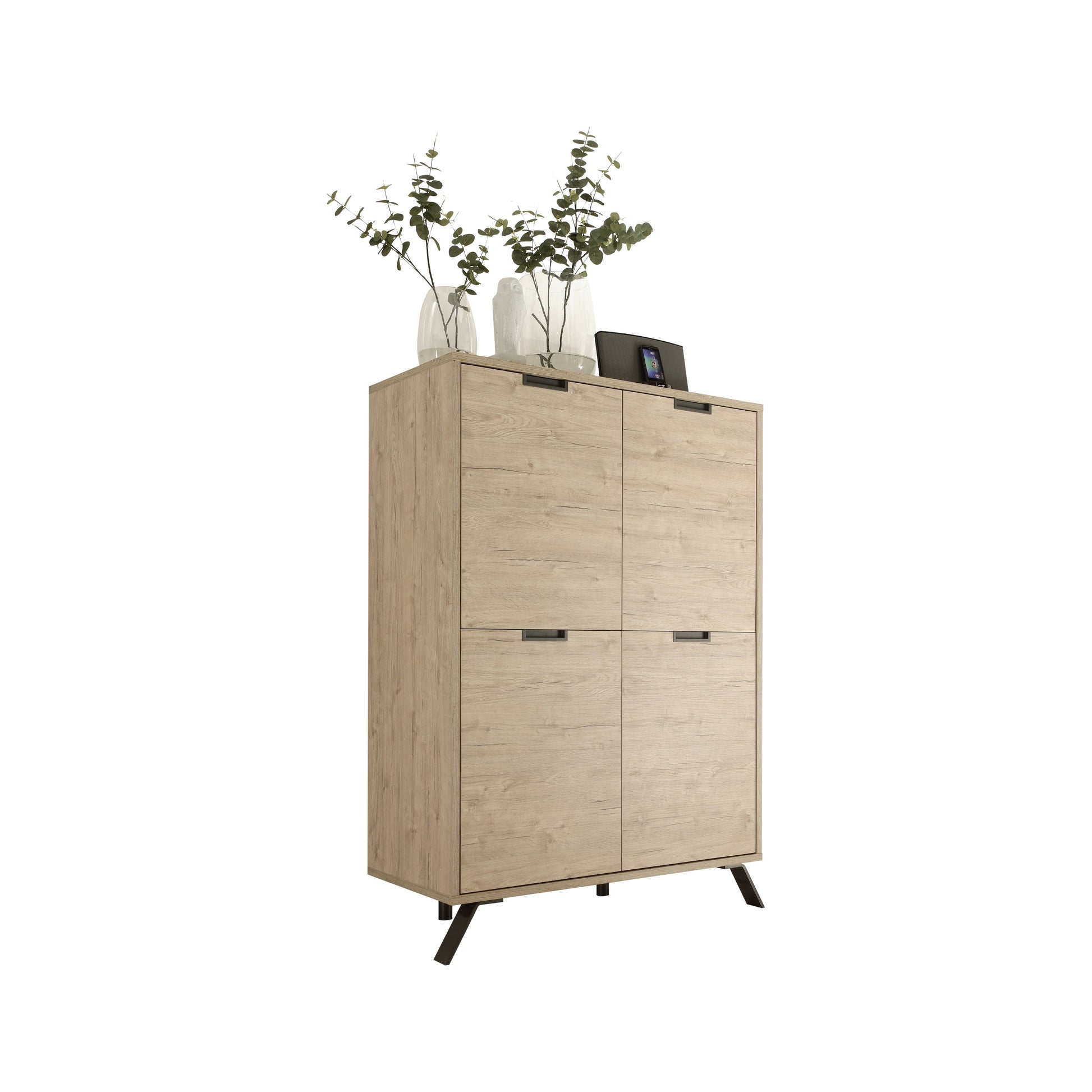 Tropez 4 Door Sherwood Oak Tall Sideboard/Highboard - FurniComp