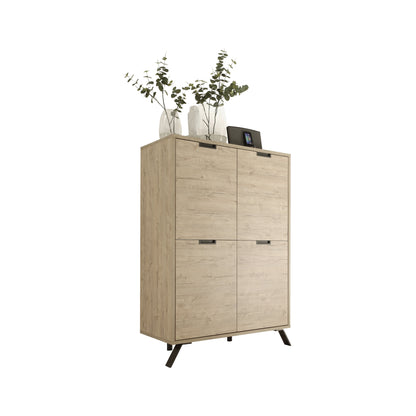 Tropez 4 Door Sherwood Oak Tall Sideboard/Highboard - FurniComp