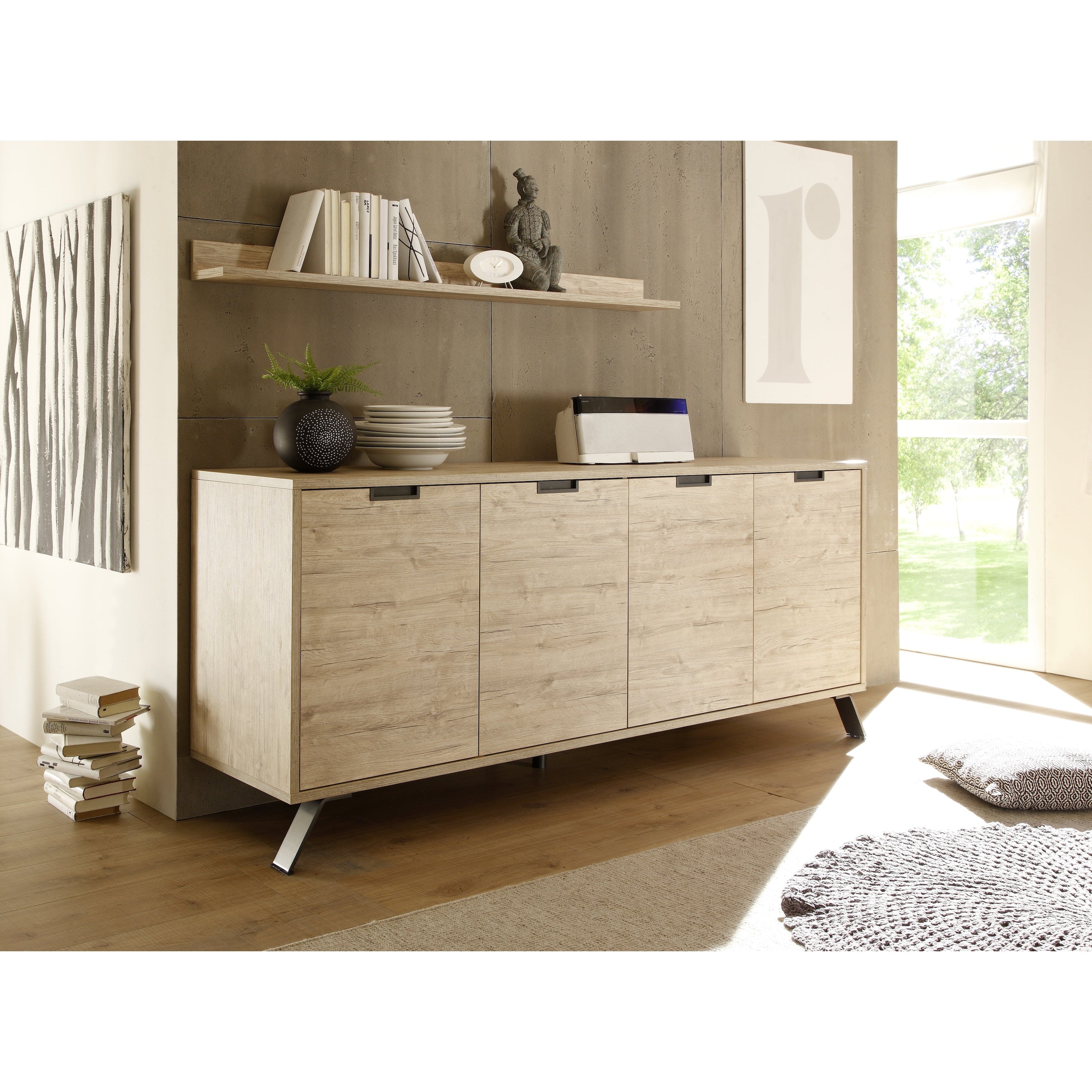 Tropez 4 Door Sherwood Oak Sideboard - FurniComp