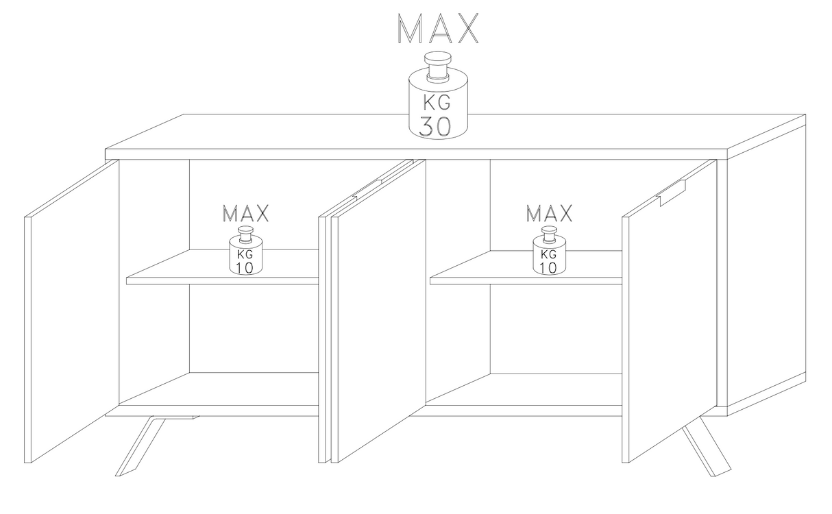 Tropez 4 Door Sherwood Oak Sideboard - FurniComp