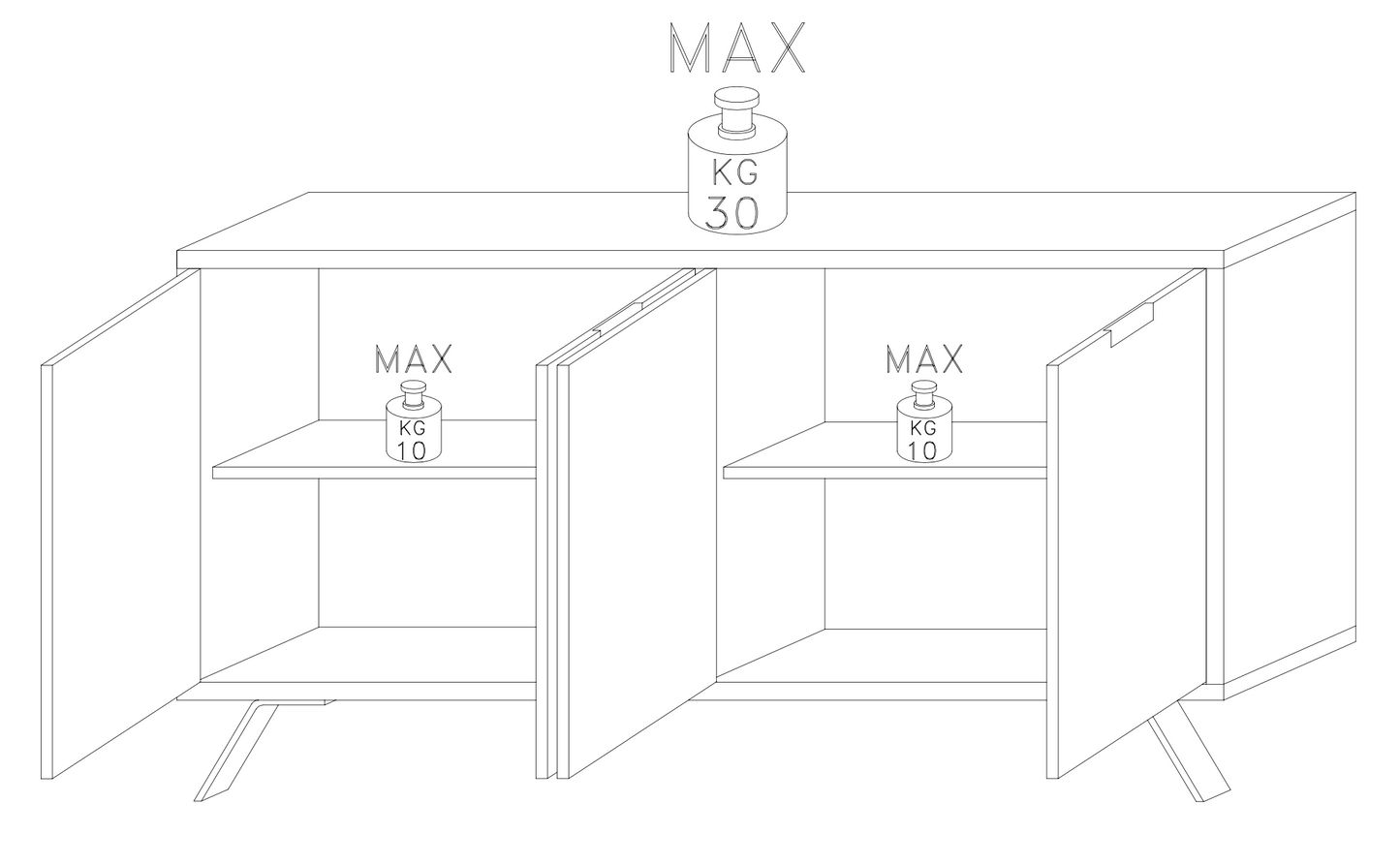 Tropez 4 Door Sherwood Oak Sideboard - FurniComp