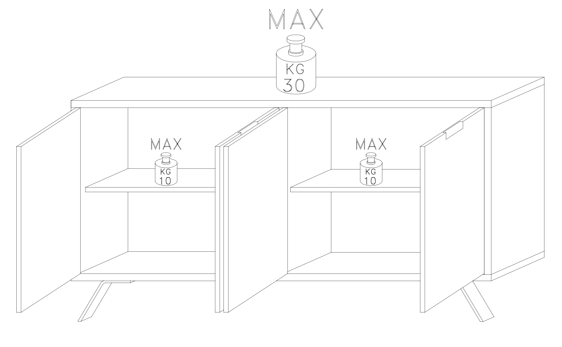 Tropez 4 Door Sherwood Oak Sideboard - FurniComp