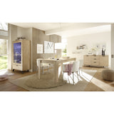 Tropez 2 Door 1 Drawer Sherwood Oak Glass Display Cabinet - FurniComp