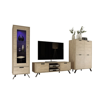 Tropez 4 Door Sherwood Oak Tall Sideboard/Highboard - FurniComp