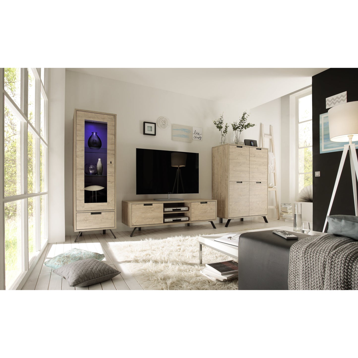 Tropez 2 Door Sherwood Oak TV Stand - FurniComp