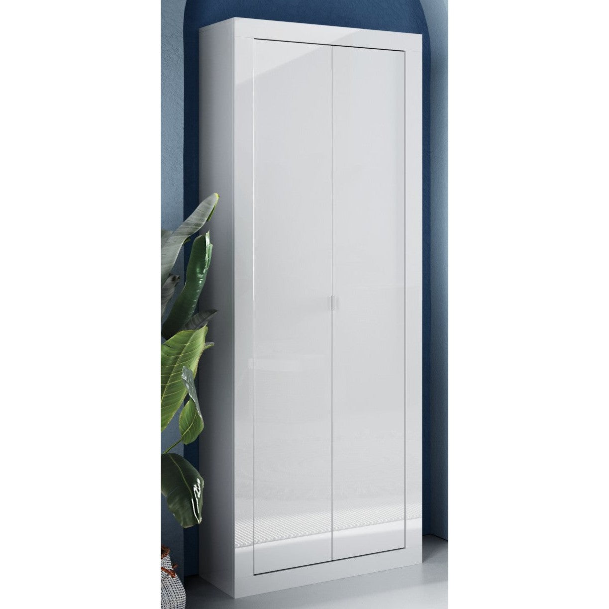 Selene 2 Door White Gloss Tall Bathroom Storage Cupboard - FurniComp