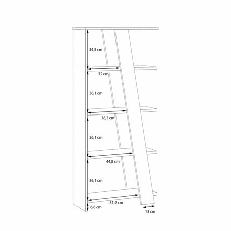 Turin 70cm 5 Tier Ladder Bookcase- Taupe - FurniComp