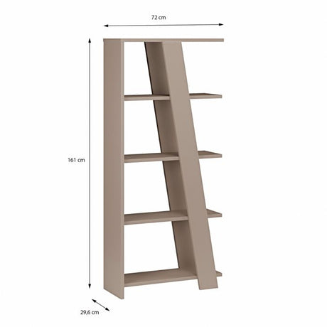 Turin 70cm 5 Tier Ladder Bookcase- Taupe - FurniComp