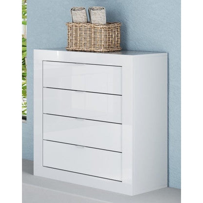 Selene 4 Drawer White Gloss Large Chest of Drawers - FurniComp