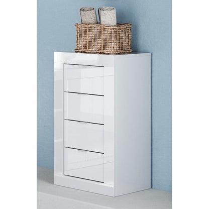 Selene 4 Drawer White Gloss Small Chest of Drawers - FurniComp