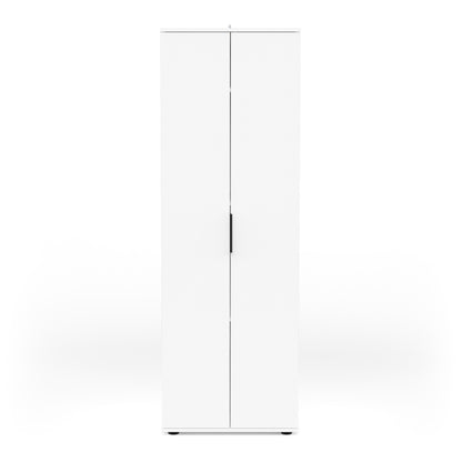 Universal Multi-Use Matt White Tall 2 Door Broom Utility Cupboard - FurniComp